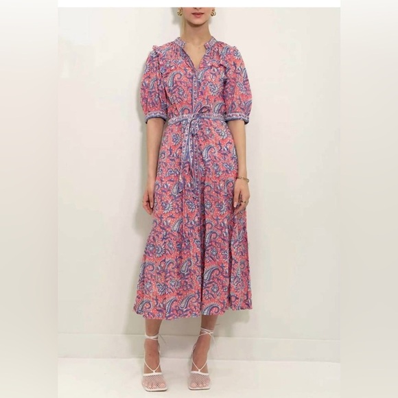 Lola Australia Pacific Boho Belted Midi Dress Size L - Picture 3 of 15